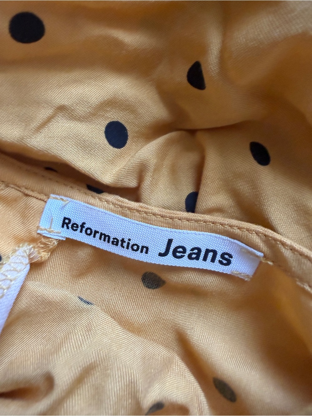 Reformation Long-Sleeve Mustard Polka Dot Mini Dress - Picture 2 of 4